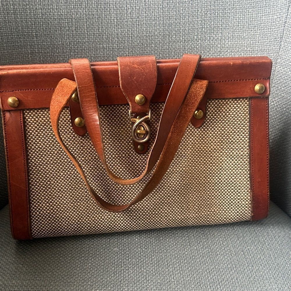 John Romain Vintage Leather Woven Doctors Handbag